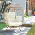 Manhattan Comfort Spezia Modern Upholstered Freestanding Egg Chair in Tan and Cream