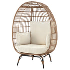 Manhattan Comfort Spezia Modern Upholstered Freestanding Egg Chair in Tan and Cream