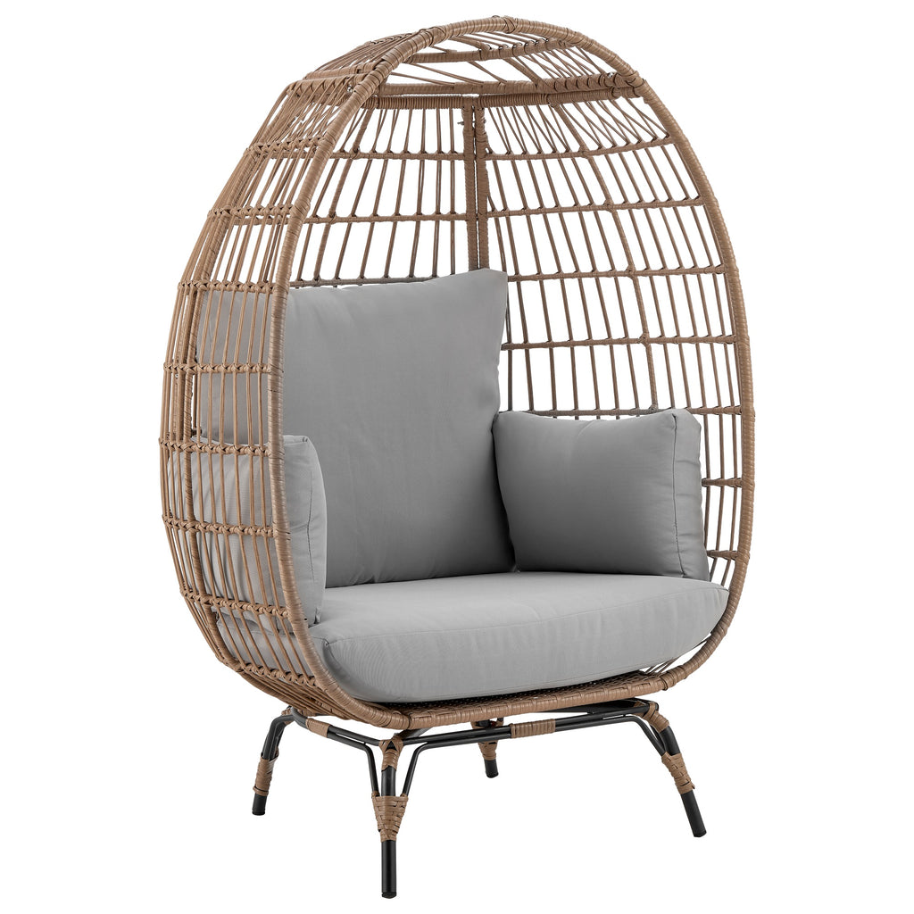 Manhattan Comfort Spezia Modern Upholstered Freestanding Egg Chair in Tan and Gray