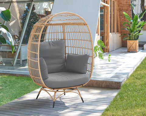 Manhattan Comfort Spezia Modern Upholstered Freestanding Egg Chair in Tan and Gray