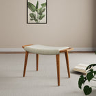 Manhattan Comfort Geta Mid-Century Modern Linen Weave Wood Accent Ottoman in Barley