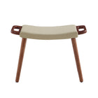 Manhattan Comfort Geta Mid-Century Modern Linen Weave Wood Accent Ottoman in Barley