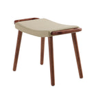 Manhattan Comfort Geta Mid-Century Modern Linen Weave Wood Accent Ottoman in Barley