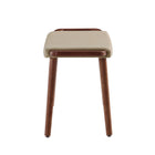 Manhattan Comfort Geta Mid-Century Modern Linen Weave Wood Accent Ottoman in Barley