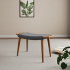 Manhattan Comfort Geta Mid-Century Modern Linen Weave Wood Accent Ottoman in Charcoal