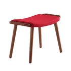 Manhattan Comfort Geta Mid-Century Modern Linen Weave Wood Accent Ottoman in Red