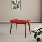 Manhattan Comfort Geta Mid-Century Modern Linen Weave Wood Accent Ottoman in Red