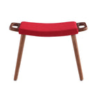 Manhattan Comfort Geta Mid-Century Modern Linen Weave Wood Accent Ottoman in Red