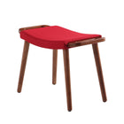 Manhattan Comfort Geta Mid-Century Modern Linen Weave Wood Accent Ottoman in Red