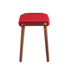 Manhattan Comfort Geta Mid-Century Modern Linen Weave Wood Accent Ottoman in Red