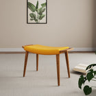 Manhattan Comfort Geta Mid-Century Modern Linen Weave Wood Accent Ottoman in Yellow