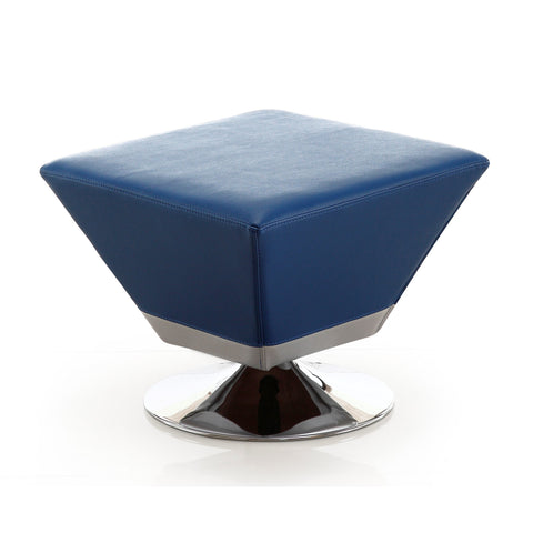 Manhattan Comfort Diamond Modern Vegan Leather Accent Ottoman in Blue