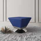 Manhattan Comfort Diamond Modern Vegan Leather Accent Ottoman in Blue