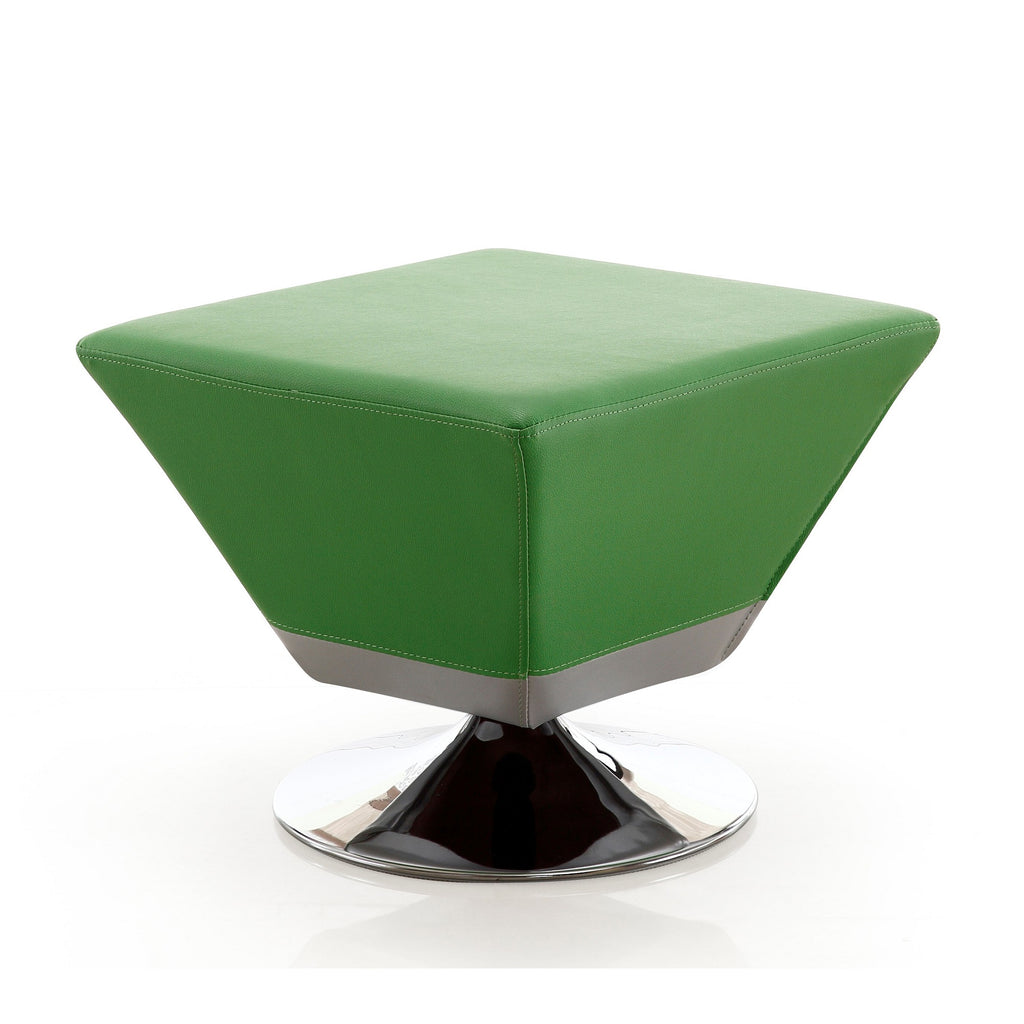 Manhattan Comfort Diamond Modern Vegan Leather Accent Ottoman in Green