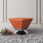 Manhattan Comfort Diamond Modern Vegan Leather Accent Ottoman in Orange
