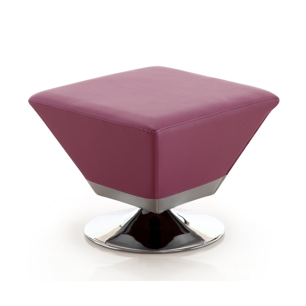 Manhattan Comfort Diamond Modern Vegan Leather Accent Ottoman in Purple