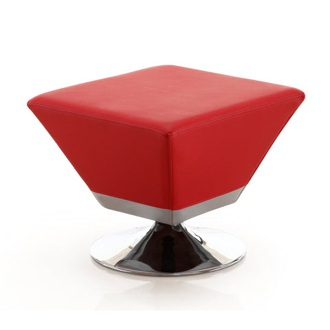Manhattan Comfort Diamond Modern Vegan Leather Accent Ottoman in Red