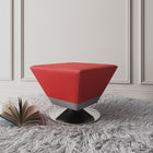 Manhattan Comfort Diamond Modern Vegan Leather Accent Ottoman in Red