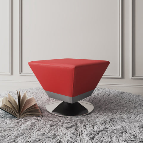 Manhattan Comfort Diamond Modern Vegan Leather Accent Ottoman in Red