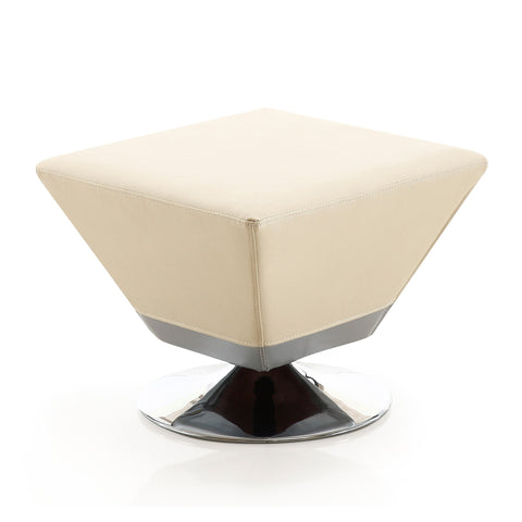 Manhattan Comfort Diamond Modern Vegan Leather Accent Ottoman in Tan