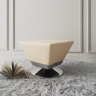 Manhattan Comfort Diamond Modern Vegan Leather Accent Ottoman in Tan