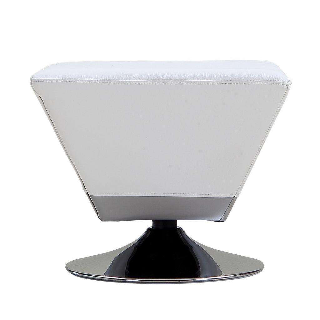 Manhattan Comfort Diamond Modern Vegan Leather Accent Ottoman in White