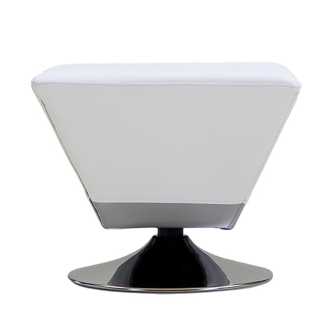 Manhattan Comfort Diamond Modern Vegan Leather Accent Ottoman in White