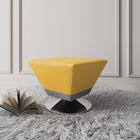 Manhattan Comfort Diamond Modern Vegan Leather Accent Ottoman in Yellow
