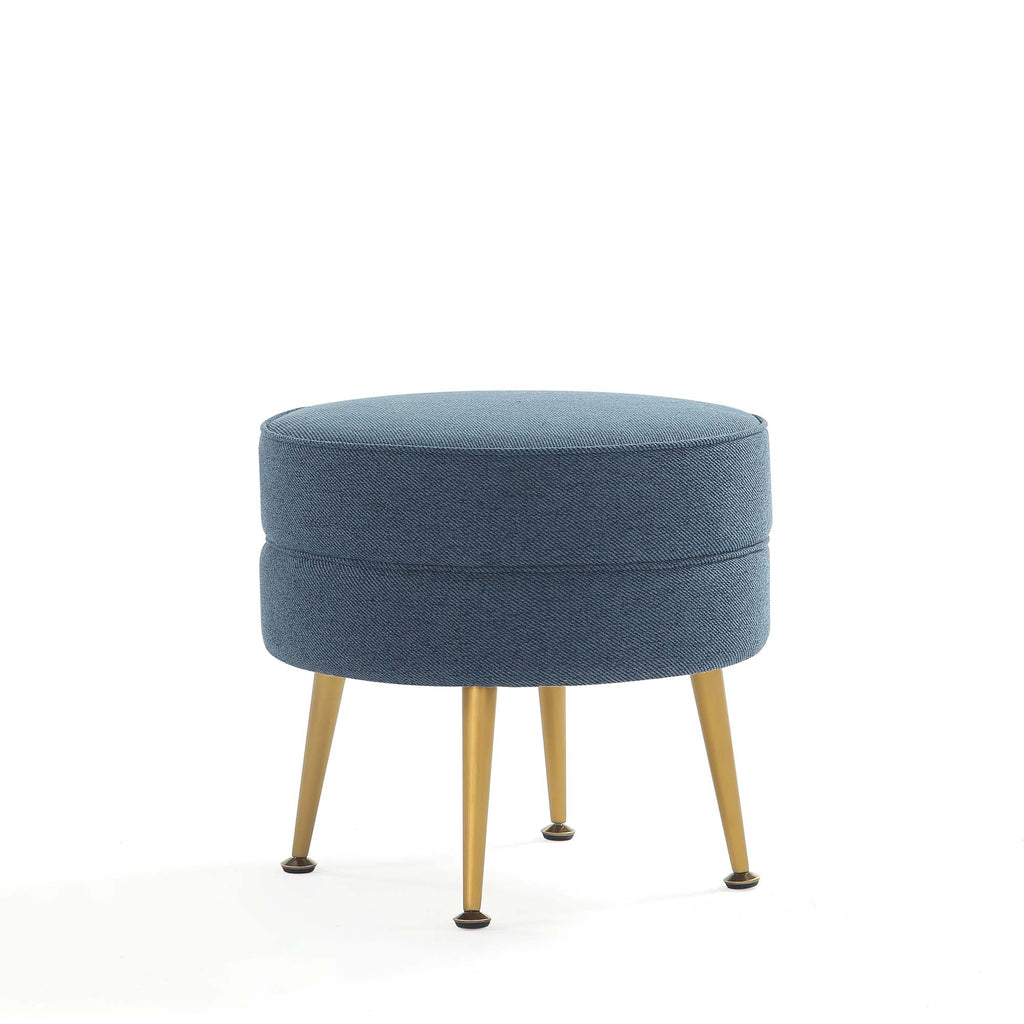 Manhattan Comfort Bailey Mid-Century Modern Upholstered Accent Ottoman in Blue