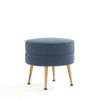 Manhattan Comfort Bailey Mid-Century Modern Upholstered Accent Ottoman in Blue