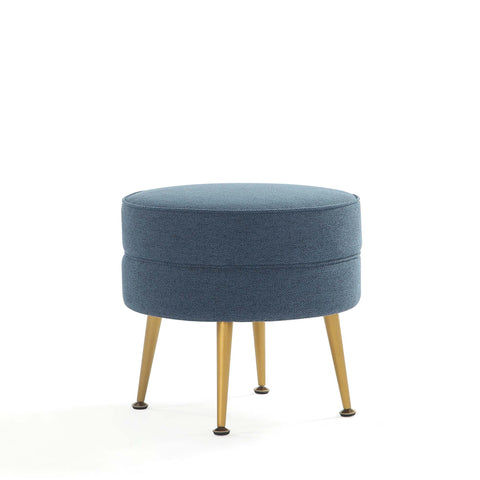 Manhattan Comfort Bailey Mid-Century Modern Upholstered Accent Ottoman in Blue