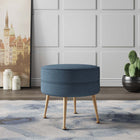 Manhattan Comfort Bailey Mid-Century Modern Upholstered Accent Ottoman in Blue - OT003-BL