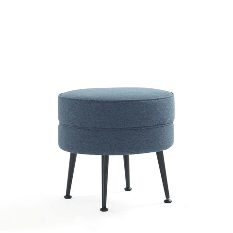 Manhattan Comfort Bailey Mid-Century Modern Upholstered Accent Ottoman in Blue