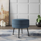 Manhattan Comfort Bailey Mid-Century Modern Upholstered Accent Ottoman in Blue - OT003-BLB