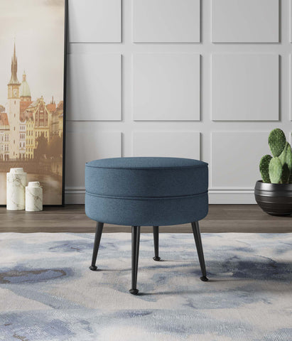 Manhattan Comfort Bailey Mid-Century Modern Upholstered Accent Ottoman in Blue