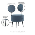 Manhattan Comfort Bailey Mid-Century Modern Upholstered Accent Ottoman in Blue - OT003-BLB