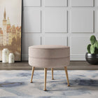 Manhattan Comfort Bailey Mid-Century Modern Upholstered Accent Ottoman in Wheat - OT003-OT