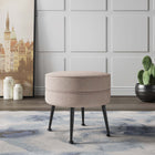 Manhattan Comfort Bailey Mid-Century Modern Upholstered Accent Ottoman in Wheat - OT003-OTB