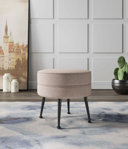 Manhattan Comfort Bailey Mid-Century Modern Upholstered Accent Ottoman in Wheat
