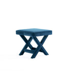 Manhattan Comfort Abigail Mid-Century Modern Velvet Upholstered Accent Bench in Blue