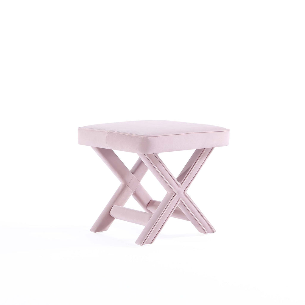 Manhattan Comfort Abigail Mid-Century Modern Velvet Upholstered Accent Bench in Pink