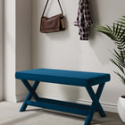 Manhattan Comfort Abigail Mid-Century Modern Velvet Upholstered Accent Bench in Blue - OT005-BL