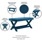 Manhattan Comfort Abigail Mid-Century Modern Velvet Upholstered Accent Bench in Blue - OT005-BL