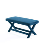 Manhattan Comfort Abigail Mid-Century Modern Velvet Upholstered Accent Bench in Blue - OT005-BL