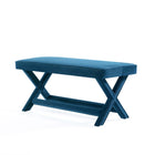 Manhattan Comfort Abigail Mid-Century Modern Velvet Upholstered Accent Bench in Blue - OT005-BL
