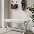 Manhattan Comfort Abigail Mid-Century Modern Velvet Upholstered Accent Bench in Cream - OT005-CR