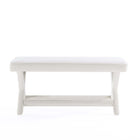 Manhattan Comfort Abigail Mid-Century Modern Velvet Upholstered Accent Bench in Cream - OT005-CR