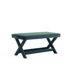Manhattan Comfort Abigail Mid-Century Modern Velvet Upholstered Accent Bench in Forest Green