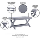 Manhattan Comfort Abigail Mid-Century Modern Velvet Upholstered Accent Bench in Gray - OT005-GY