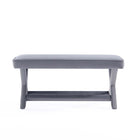 Manhattan Comfort Abigail Mid-Century Modern Velvet Upholstered Accent Bench in Gray - OT005-GY